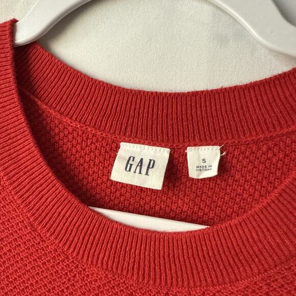 Gap Womens S Woven Knit Long Sleeve Crew Neck Modern Red Knit Top Granola Staple - Picture 3 of 10